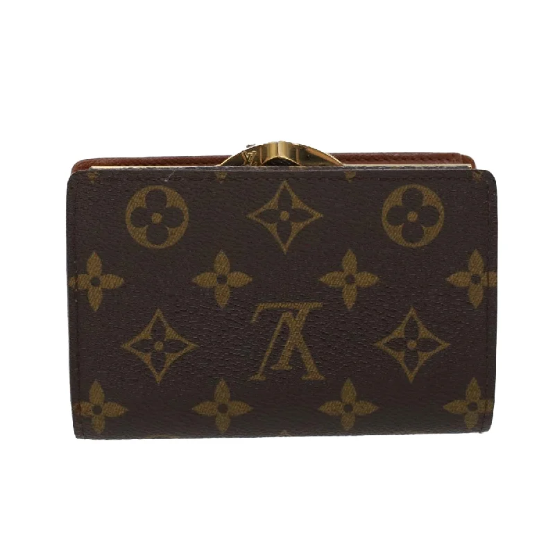 Ladies Louis Vuitton shoulder bags with a single - handle silhouetteLOUIS VUITTON Monogram Porte Monnaie Billets Viennois Wallet M61663 Auth 44082