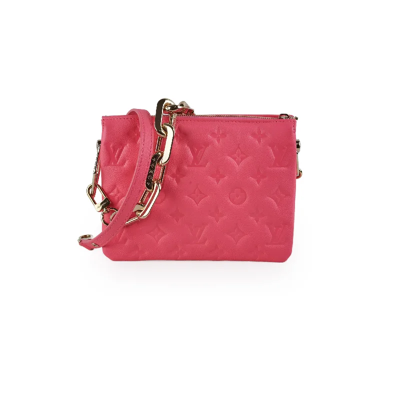 Ladies Louis Vuitton shoulder bags with a wide - width strap for comfortLouis Vuitton Coussin BB Rose Fluo