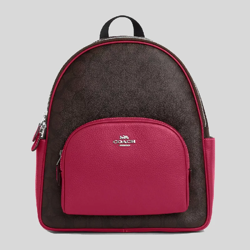 Coach backpacks with a sleek, modern design for a stylish lookCOACH Court Backpack In Signature Canvas Brown/Bright Violet 5671