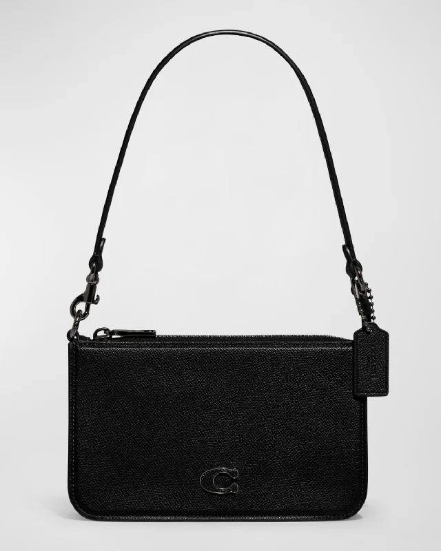 Coach Rogue bags with a detachable shoulder strap for versatile carryingZip Leather Pouch Shoulder Bag