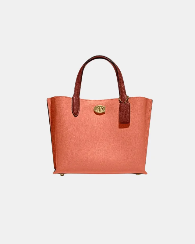 Coach bags with a front - flap pocket and a turnlock for a classic aestheticCOACH Willow Tote 24 In Colorblock