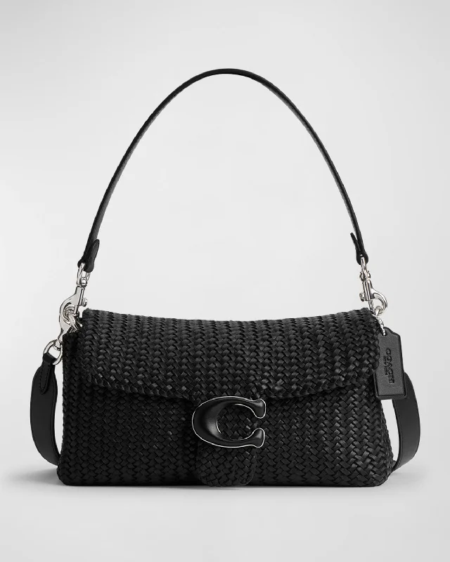 Coach bags with a detachable mobile phone holder for on - the - go useTabby Woven Leather Shoulder Bag