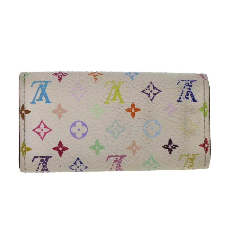 Louis Vuitton Petite Malle bags with a hard - shell structure for uniquenessLOUIS VUITTON Monogram Multicolor Multicles 4 Keys Case White M60043 Auth 44596