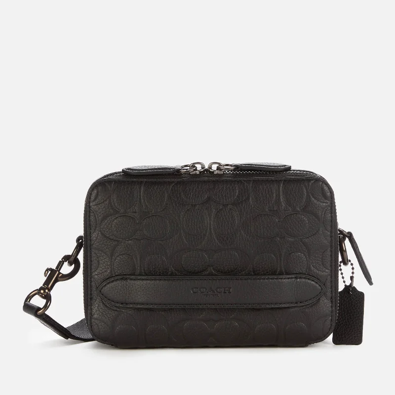 Coach Borough bags with a structured silhouette and a magnetic - snap closureMen's Charter Signature Leather Crossbody Bag - Black