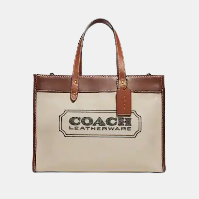 Ladies Coach shoulder bags with a magnetic - closure flap for easy accessCoach Field Tote 30 With Coach Badge