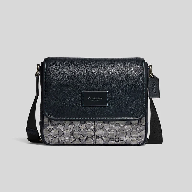 Coach bags with a detachable mirror inside for quick touch - upsCOACH Sprint Map Bag 25 In Signature Jacquard Navy Midnight CE534