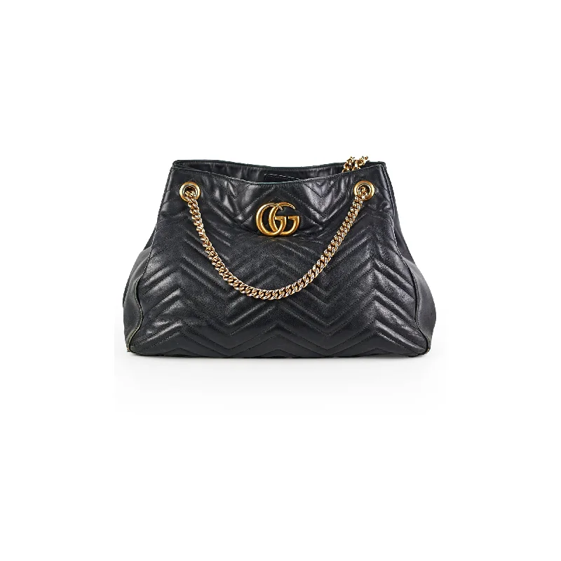 Women Gucci bags with a detachable mirror insideGucci Marmont Tote Black