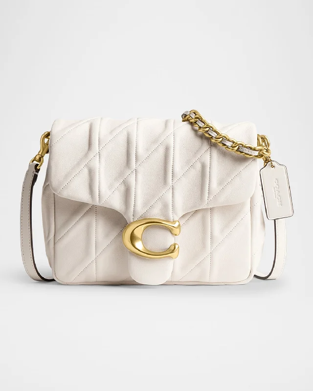 Coach bags with a chain - link trim and a leather body for a modern edgeTabby Time Square Quilted Washed Leather Shoulder Bag