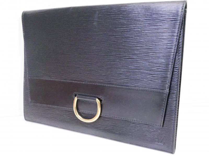 Louis Vuitton bags with a detachable mirror inside for on - the - go touch - upsAuthentic Pre-owned Louis Vuitton Epi Black Noir Pochette Iena 28 Clutch Bag M52722 210604