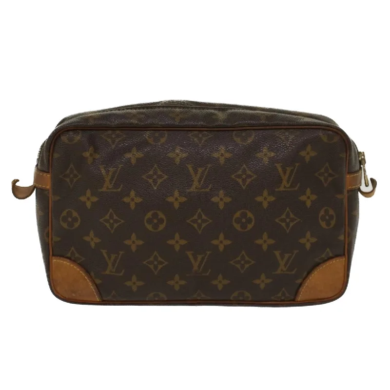 Louis Vuitton bags with a chain - link trim and a leather body for a modern edgeLOUIS VUITTON Monogram Compiegne 28 Clutch Bag M51845 LV  fm2507