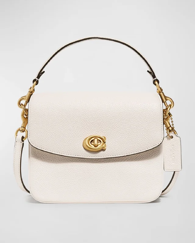 Coach tote bags with a double - handle and shoulder - strap option for easy usePebbled Leather Flap-Top Chain Crossbody Bag