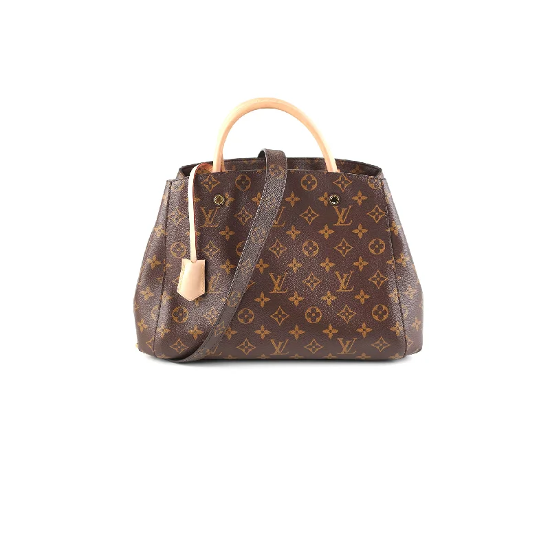 Louis Vuitton tote bags with a printed LV logo on the front for brand visibilityLouis Vuitton Montaigne MM