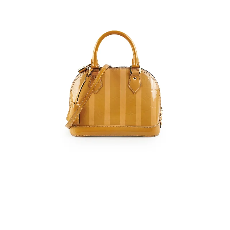 Louis Vuitton handbags with a metal - framed clasp for durabilityLouis Vuitton Alma BB Patent Stripe Yellow