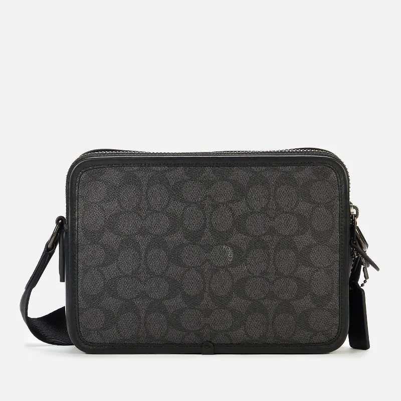 Coach Borough bags with a contrast - stitched handle for a unique lookMen's Charter Signature Coated Canvas Crossbody 24 Bag - Ji/Charcoal