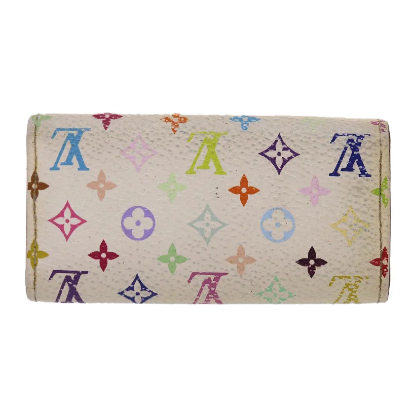 Louis Vuitton bags with a front - flap pocket for quick - access itemsLOUIS VUITTON Monogram Multicolor Multi Cles 4 Key Case White M60043 Auth 45447