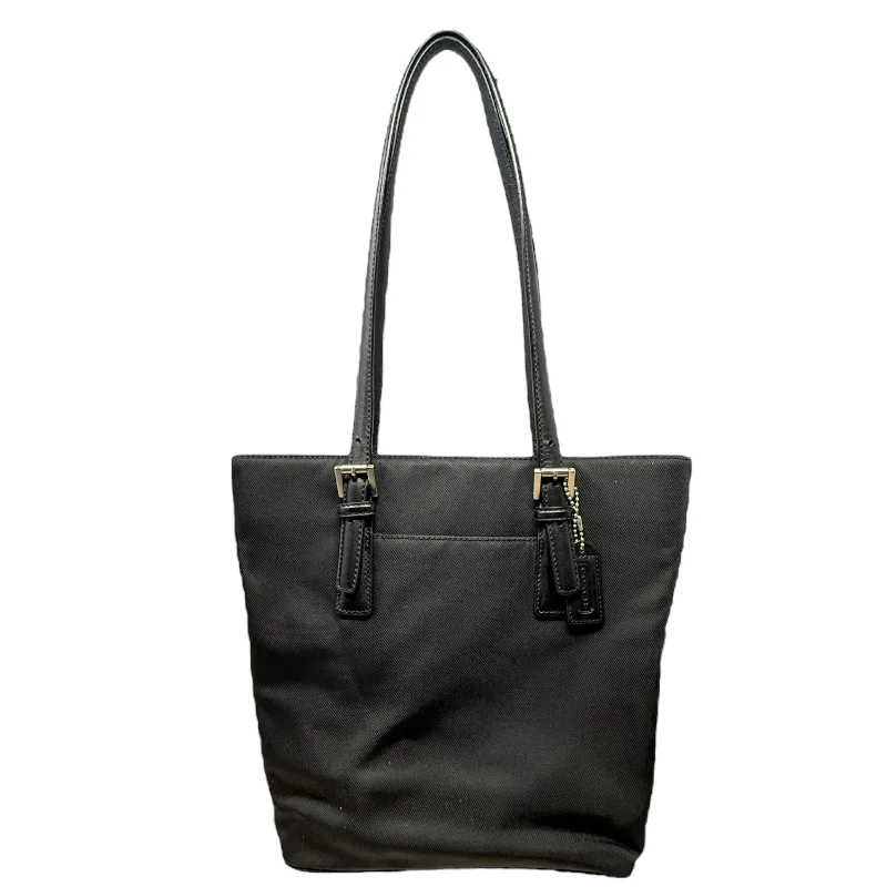 Coach tote bags with a water - resistant lining for practicalityLegacy Twill Leather Trim Shoulder Tote Designer By Coach, Size: Small