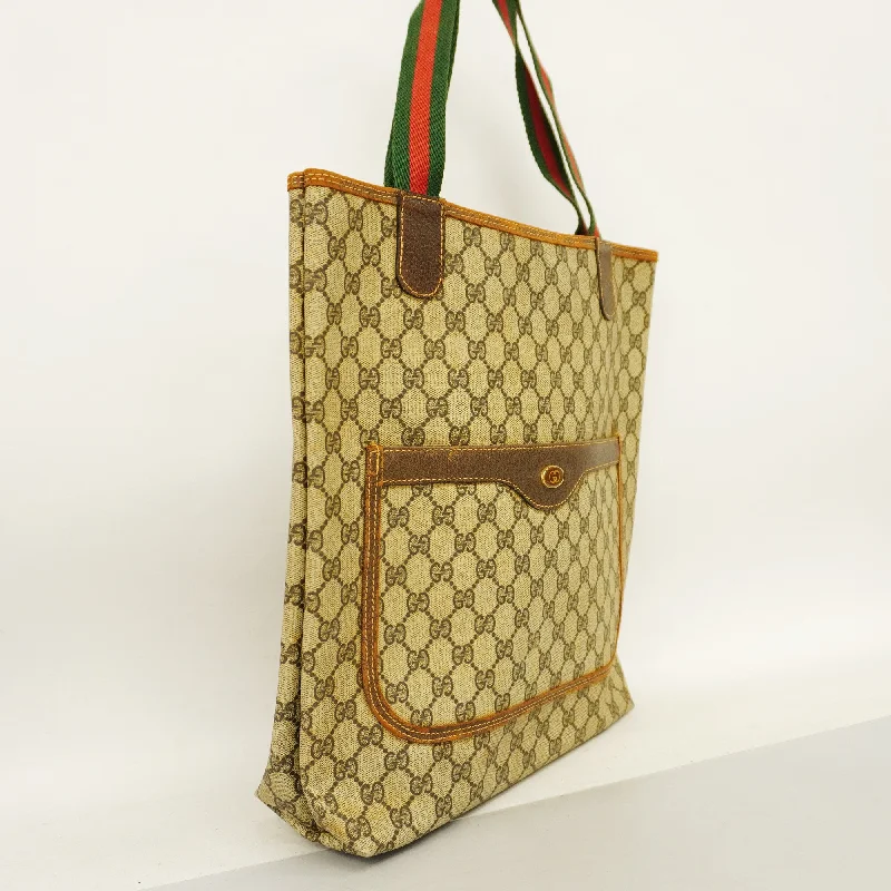 Women Gucci bags with a snap - button closure and a decorative charmGUCCI  Sherry Line Tote Bag Women's GG Supreme Tote Bag Beige