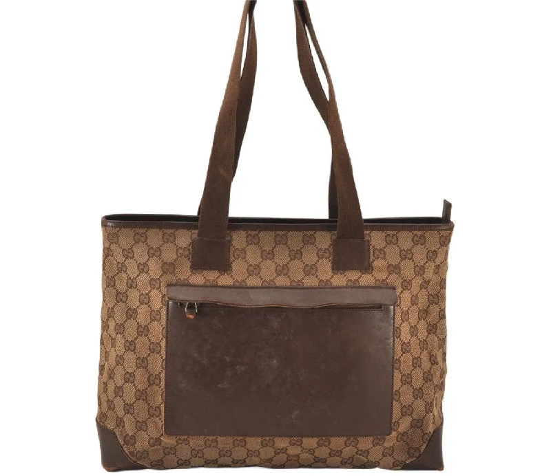 Ladies Gucci Dionysus bags with a chain - link shoulder strapAuthentic GUCCI Vintage Shoulder Tote Bag GG Canvas Leather 0190426 Brown 7726K