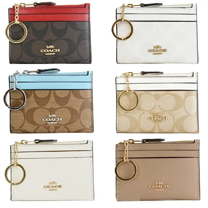 Coach bags with a detachable mirror inside for quick touch - upsCOACH Mini Skinny ID Case Signature Canvas Ladies Coin Purse / Coin Case