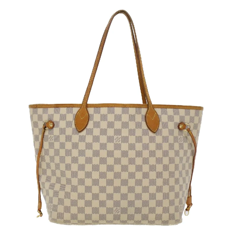 Louis Vuitton bags with a detachable mirror inside for on - the - go touch - upsLOUIS VUITTON Damier Azur Neverfull MM Tote Bag N41605 LV Auth 45252