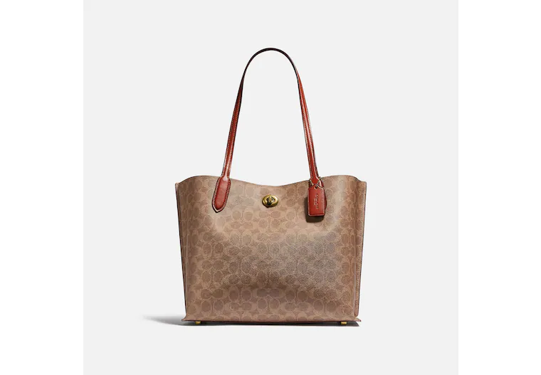 Coach Dempsey bags with a large capacity and a drawstring closureCoach Willow Tote In Signature Canvas