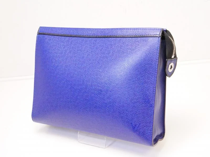 Louis Vuitton bags with a detachable mobile phone holder for convenienceAuthentic Pre-owned Louis Vuitton Taiga Cobalt Blue Pochette Voyage Clutch Bag Pouch M30575 210717