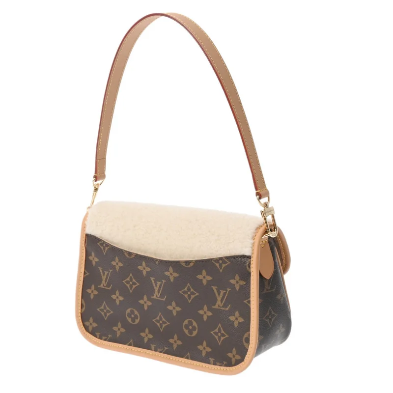 Louis Vuitton Alma bags with a leather - wrapped handle for a luxurious feelLOUIS VUITTON Monogram Diane NM PM Brown M46317 Women's Canvas Wool Shoulder Bag