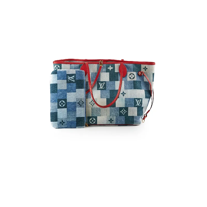 Louis Vuitton crossbody bags in a bold red color for a statementLouis Vuitton Neverfull MM Denim Rogue