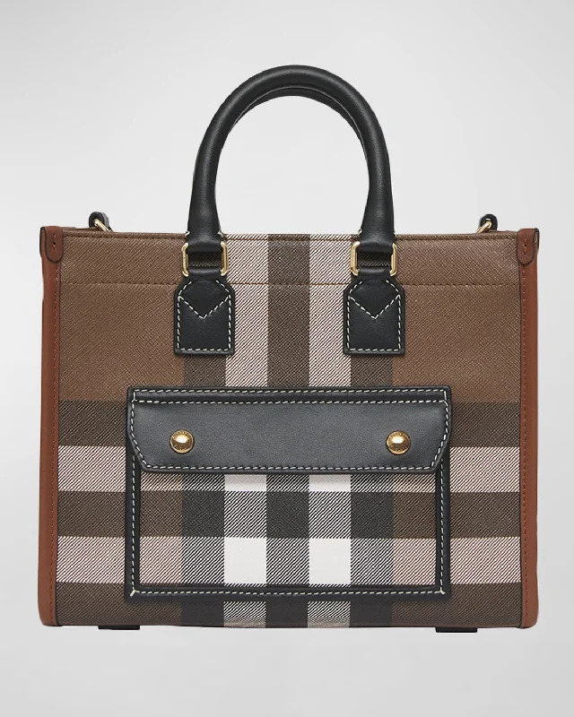 Easy - to - Clean Burberry Bags for Busy LifestylesFreya E-Canvas Check Tote Bag