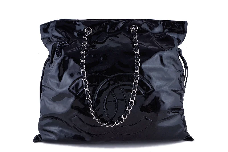 Chanel Handbag with Adjustable Strap for ComfortChanel Black Jumbo Patent Bon Bons Shopper Tote Bag