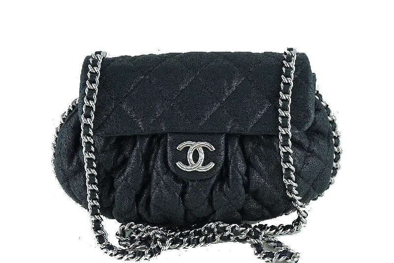 Chanel Designer Handbag with Unique DesignChanel Black Large Chain Around Rounded Classic Flap Cross Body Bag