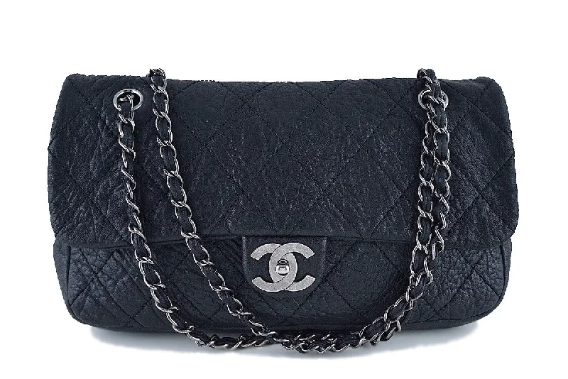 Chanel Designer Handbag with Unique DesignChanel Black Le Marais Pebbled Quilted Classic Jumbo Flap Bag