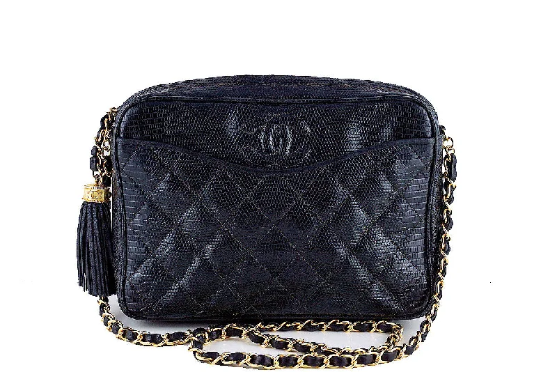 Chanel Limited Edition Handbag for CollectorsChanel Black Lizard Classic Quilted Camera Case Bag