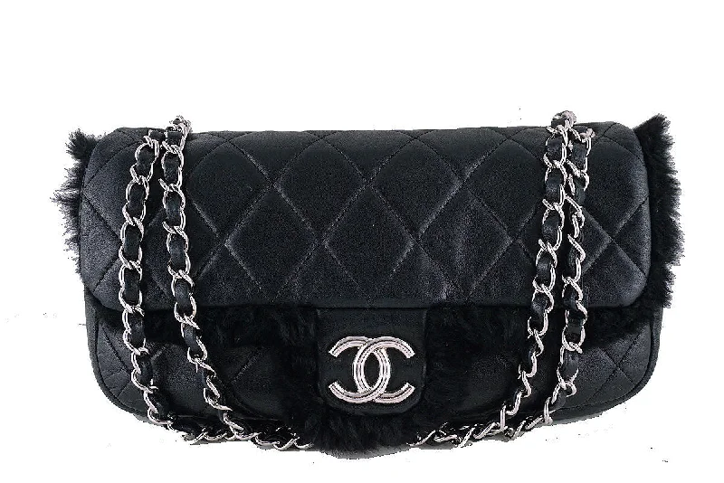 Chanel Chain Strap Handbag for Everyday UseChanel Classic Flap, Black Luxury Lambskin Fur 2.55 Bag