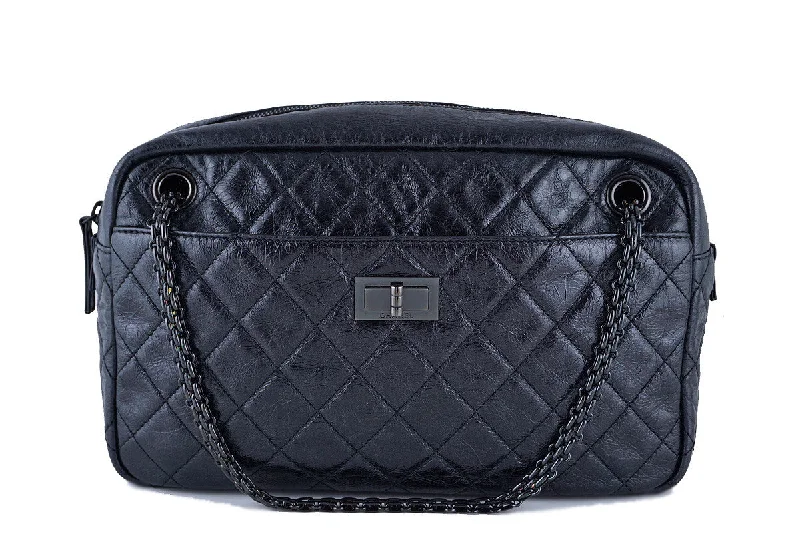 Chanel Vintage Inspired Handbag for Retro LoversChanel Dark Metallic Gray Classic 2.55 Reissue Camera Case Bag, Black HW