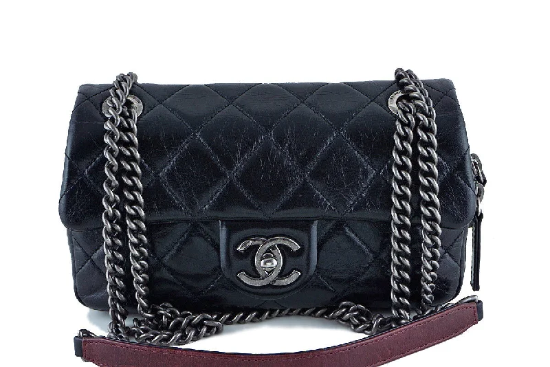 Chanel Black Handbag for Business MeetingsChanel Easy Classic Mini Flap, Black Glazed Calfskin Crossbody Bag