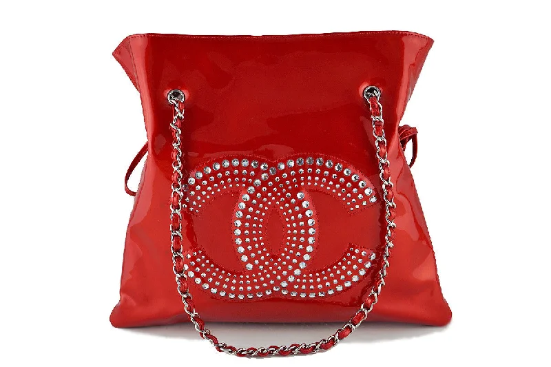 Chanel Classic Flap Bag for Evening PartyChanel Red Patent Strass Crystals Bon Bons Shopper Tote Bag