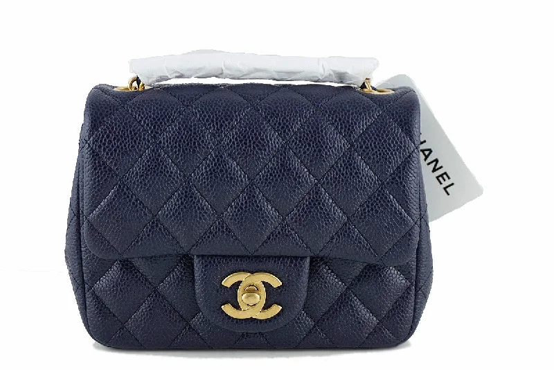 Chanel All - Match Handbag for Versatile StylingNWT 16C Chanel Navy Caviar  Square Mini 2.55 Classic Flap Bag