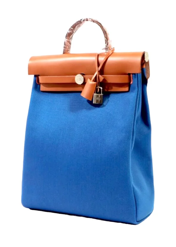 Hermes Victoria Bags with Signature Turnlock ClosuresHermes Herbag Ado Backpack Blue France / Fauve #U SKC1332