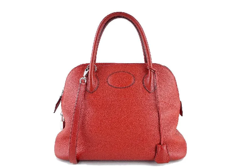 Dark - Hued Hermes Bags for a Sophisticated and Timeless PresenceHermes Vermillion Red 31cm Bolide Shoulder Tote Bag