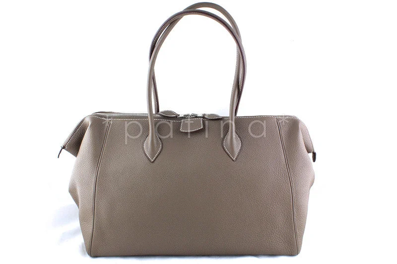 Dark - Hued Hermes Bags for a Sophisticated and Timeless PresenceRARE Hermes Etoupe Taupe 37cm Paris Bombay Shoulder Tote Bag